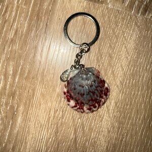 Seashell Keychain Charm in Red and Cream